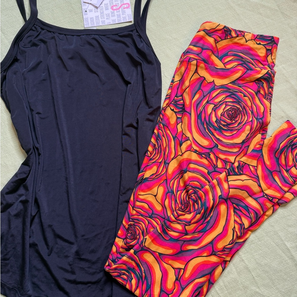 Lularoe tank top and rare rose legging